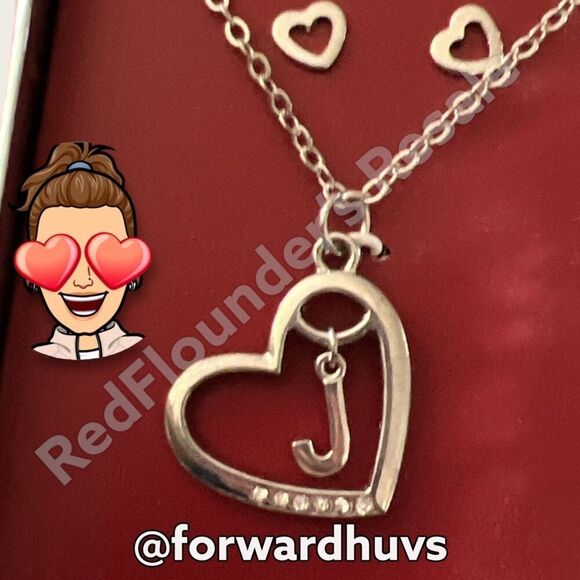 Genuine Crystal Silver Tone Heart Necklace and Earring Set NWT - Picture 5 of 8